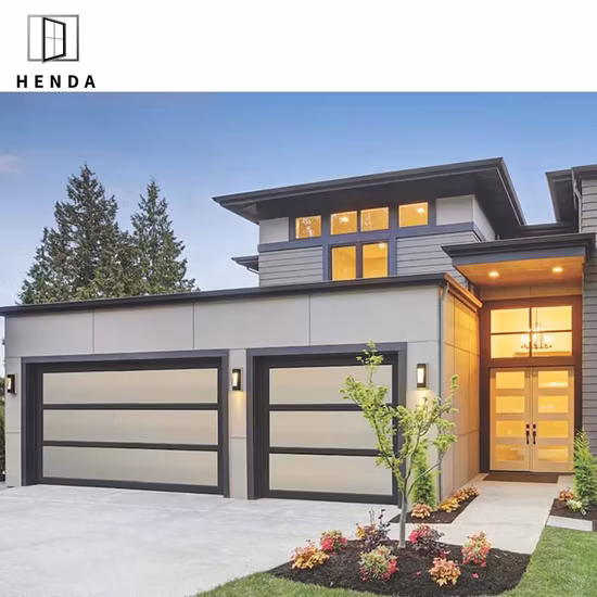 China Fornecimento de fábrica Painel de vidro de alumínio moderno secional controle remoto vidro porta rolante de garagem Preços